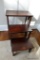 (MLR) CONVERTIBLE WOODEN STEP STOOL; BEAUTIFUL WOOD GRAIN FINISH ON THIS PIECE, FLIPS FROM A SEAT OR