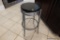 (KIT) ROUND BLACK WOOD GRAIN SEAT BARSTOOL; ROUND BLACK WOODEN SEAT WITH 4 GREY PAINTED METAL LEGS