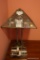 (PINK) STAINED GLASS-LOOK LAMP WITH METAL BASE: 24 IN TALL. INCLUDES A STAINED AND PEARLIZED GLASS