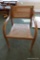 (BR2) ARMCHAIR; CANE BACK AND CANE BOTTOM OAK ARM CHAIR: 22 IN X 20 IN X 32 IN