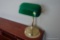 (BR2) BANKERS LAMP; GREEN AND BRASS BANKERS LAMP: 14 IN TALL