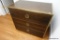 (BC2) CAMPAIGN CHEST; WOOD AND BRASS TRIM 3 DRAWER CAMPAIGN CHEST MEASURING 32.5 IN X 18 IN X 29.5