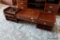 (BBR2) CREDENZA HUTCH; CHERRY FINISH HUTCH TO SIT ATOP A CREDENZA OR DESK TO PROVIDE EXTRA STORAGE,