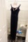 (CLO2) LADIES FORMAL EVENING GOWN; MADE BY JIM HJELM OCCASIONS, THIS IS A MIDNIGHT BLUE SATIN