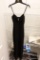 (CLO2) LADIES FORMAL EVENING GOWN; SIMPLE BLACK SPAGHETTI STRAP FULL LENGTH GOWN WITH SLIT IN LEFT