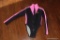 (MBR) LADIES LONG SLEEVE WETSUIT/BODYSUIT; PINK AND BLACK NEOPRENE WETSUIT, LADIES SIZE SMALL, MADE