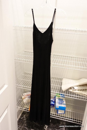 (CLO2) LADIES FORMAL EVENING GOWN; SIMPLE BLACK SPAGHETTI STRAP FULL LENGTH GOWN FROM MODA