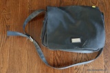 (MBR) KENNETH COLE REACTION FOLD-OVER MESSENGER BAG; IN BLACK MATTE COLORED WEATHERPROOF MATERIAL,