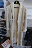 (MO) HUGO BUSCATI LEATHER COAT WITH FAUX FUR LINING; SEGMENTED PANELS OF VERY SOFT OFF WHITE BRUSHED