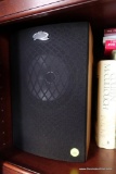 (MO) PAIR OF KEF SPEAKERS; WOOD GRAIN WITH BLACK MESH ON FRONT, EACH MEASURES 8.5 IN WIDE AND 12 IN