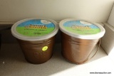 (LAU) CITRONELLA CANDLES; TOTAL OF 2, MADE BY SMART SUMMER LIVING, IN BROWN METAL HANDLED BUCKET