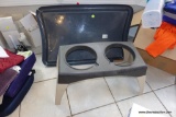(BN) ASSORTED PET SUPPLIES LOT; INCLUDES 2 ELEVATED 2-BOWL STANDS, MAT TO GO UNDERNEATH TO PROTECT