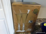 (BN) CRYSTAL MILLENIUM TOASTING FLUTES; IN ORIGINAL BOX. CELEBRATE THE YEAR 2000 EVERY SINGLE YEAR