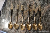 (BN) THAILAND DEMITASSE SPOONS; BAGGED LOT OF 6, ALL PETITE SPOONS, SIAM BRONZE WITH BLACK LACQUER