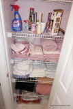 (BA3) CONTENTS OF BATHROOM CLOSET; INCLUDES TOWELS, WASHCLOTHS, AND SHEET SETS, AS WELL AS BATHROOM