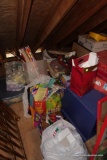 (ATT) CHRISTMAS CONTENTS; ALL CHRISTMAS RELATED ITEMS IN THE ATTIC: WRAPPING PAPER, BOXES, GIFT