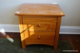 (BR2) NIGHTSTAND; 2 DRAWER PINE NIGHTSTAND: 19 IN X 15 IN X 19 IN