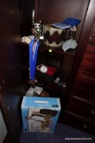 (BLUE) CONTENTS OF AND ON BED; ITEMS FROM SIDE CABINET, DRAWERS, IN/ON/AROUND THE BUNK BED SUCH AS