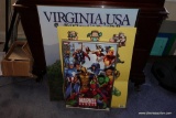 (BLUE) 2 PICTURE LOT: 1 OF MARVEL HEROES AND 1 OF MONTICELLO. INCLUDES A MINECRAFT POSTER.