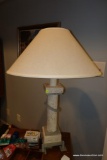 (BO) LAMP; MARBLEIZED FINISH LAMP WITH SHADE: 33 IN TALL