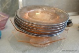 (REC) COLORED VINTAGE GLASS LOT; INCLUDES ETCHED, DEPRESSION, OPALESCENT, AND CARNIVAL PIECES.