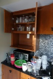 (BAR) GLASSWARE LOT; INCLUDES ITEMS ON COUNTER AND IN CABINET OF DOWNSTAIRS BAR AREA SUCH AS FROSTED