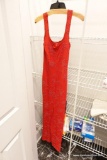 (CLO2) LADIES FORMAL EVENING GOWN; MADE BY HUGO BUSCATI FOR VICTORIA'S SECRET LONDON, THIS RED