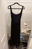 (CLO2) LADIES FORMAL EVENING GOWN; SLEEVELESS SPARKLY AND STRETCHY FLOOR LENGTH GOWN WITH PLUNGING