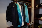 (CLO2) LADIES JACKETS LOT; INCLUDES 9 TOTAL PIECES OF WOMEN'S OUTERWEAR SUCH AS WINDBREAKERS, DENIM