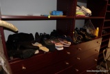 (CLO2) LADIES SHOES LOT; ALL SHOES IN CLOSET ON RIGHT SIDE. FROM WATER SHOES TO FLIP FLOPS, WORK