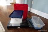 (MBR) LIDDED STORAGE CONTAINER LOT; INCLUDES SEVERAL 12 QT/ 17 IN STORAGE CONTAINERS AND LIDS, AS