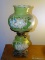 (BED 2) VINTAGE PAINTED GONE WITH THE WIND STYLE LAMP WITH MATCHING SHADE- 17