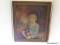 (HALL) ANTIQUE OIL ON CANVAS OF YOUNG BOY BY VON JOST IN GOLD FRAME 33