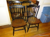 (DR) 4 STENCILED PAINTED HITCHCOCK CHAIRS WITH CHERRY PLANK BOTTOM SEATS- 17