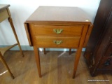 (DOWN BED) SUTER'S WALNUT HEPPLEWHITE 2 DRAWER DROP SIDE TABLE-PEGGED LEGS 2 DRAWERS DOVETAILED WITH