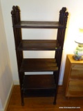 (BED 2) ANTIQUE MAHOGANY ARTS AND CRAFTS BOOK SHELF- ORIGINAL FINISH- SHELVES NEED SOME TLC- 21