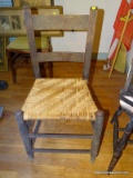 (BED 3) ANTIQUE MULE EARED CHAIR WITH SPLIT BOTTOM SEAT- 17