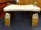 SADDLE FOOTSTOOL; LEATHER UPHOLSTERED SEAT WITH WESTERN 