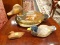 LOT OF 3 DUCK DECOR ITEMS; 1 FIGURINE OF A MALLARD, 1 WALL HANGING DUCK, AND 1 WOODEN DUCK DECOY