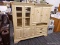 LINK-TAYLOR PINE ENTERTAINMENT UNIT; HAS 2 BEVELLED GLASS DOORS WITH INTERIOR SHELVES, 2 BEVELLED