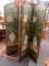 FAR EAST INSPIRED DIVIDER; FLORAL AND FAR EASTERN INSPIRED DIVIDER WITH LEATHER EDGING AND BRASS