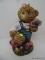 (DIS) COMPOSITE TEDDY BEAR FIGURINE; GREAT FOR INDOORS OR OUT, SWEET TEDDY DECKED OUT IN OVERALLS