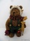 (DIS) COMPOSITE TEDDY BEAR FIGURINE; GREAT FOR INDOORS OR OUT, SWEET TEDDY DECKED OUT IN HOLIDAY