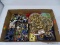 (D3) ASSORTED JEWELRY TRAY LOT; LONG FLAT TRAY ON BOTTOM WITH ASSORTED MATCHING EARRINGS SETS AND