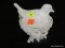 VINTAGE WESTMORELAND CANDY DISH; LIDDED MILK GLASS ROBIN IN NEST, PEDESTAL-STYLE CANDY DISH.