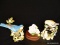 BIRDS AND FLOWER FIGURINES; LOT INCLUDES 3 TOTAL PIECES. 2 BIRDS ARE MASTERPIECE PORCELAIN