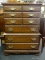 MAHOGANY CHEST OF DRAWERS; CHEST ON CHEST STYLE (ONE PIECE WITH STACKED APPEARANCE AND 5 TOTAL