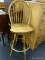 MAPLE WINDSOR STYLE BARSTOOL; BOWED BACK WITH SPINDLES ACROSS, MOLDED SEAT AND ROUND FOOT RAILS
