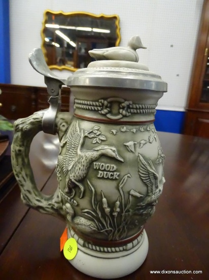 VINTAGE BEER STEIN; "DUCKS OF THE AMERICAN WILDERNESS". HANDCRAFTED BY CERAMARTE IN BRAZIL