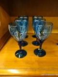 COBALT BLUE GLASS STEMWARE; SET OF 6 STEMMED WINE GLASSES. EXCELLENT CONDITION.